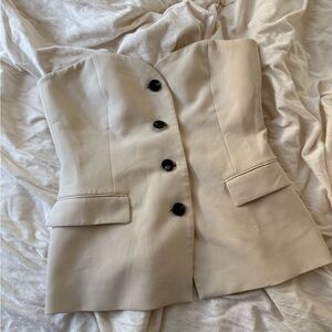 Zara Beige Women's Bustier Vest with Lapels